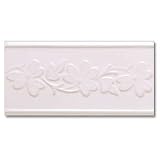 Adex USA Neri Flowers 2 Listello Bisque Ceramic Tile & Stone