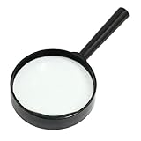 uxcell　拡大鏡 マグニファイア　丸いハンドル　ブラック プラスチック製　65mm直径 5X