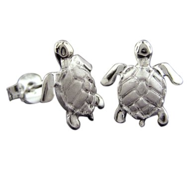 925 Silver 11mm Sea Turtle Stud Earrings Hawaiian Jewelry