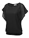 NINEXIS Women's Chiffon Batwing Dolman Top with Banded Hem (S-3XL)