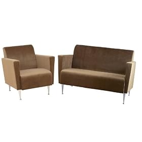 2pc Memphis Olive Brown Polyester Velvet Club Chair and Loveseat Sofa Set by Adesso