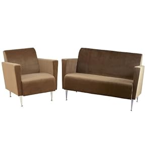 2pc Memphis Olive Brown Polyester Velvet Club Chair and Loveseat Sofa Set