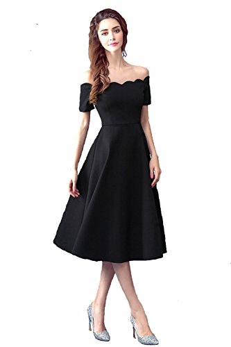 サテンフォーマル ワンピース aライン フォーマルドレス ブラック 膝丈ショートドレス 大きいサイズ 手作り結婚式 お呼ばれ パーティー 謝恩会 同窓会 演奏会 披露宴 XS-XXXL [並行輸入品]