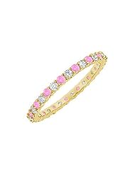Pink Sapphire and Diamond Eternity Bangle 14K Yellow Gold - 6.00 CT TGW