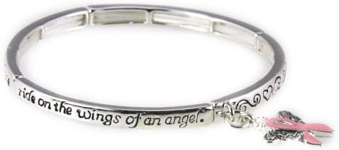 4030688 Pink Ribbon Stretch Bracelet Breast Cancer Awareness Inner Strength Hope