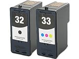 Black + Colour Remanufactured LEXMARK No 32 / 18C0032 + No 33 / 18C0033 2pk Printer Ink Cartridges for LEXMARK Printers X / Z / P Series P4350 P6250 P6350 P915 P4330 X5250 X3330 X5450 X3350 X5270 X5470 X7170 X7350 X8350 Z818 Z815 Z816 P-4350 P-6250 P-6350 P-915 P-4330 X-5250 X-3330 X-5450 X-3350 X-5270 X-5470 X-7170 X-7350 X-8350 Z-818 Z-815 Z-816 Black / Tri-Colour Cartridge 2pk