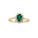 14K Yellow/White Gold 0.02 ct. Diamond and 6 x 4 MM Oval Shaped Emerald Ring