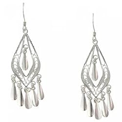 Diamond Cut Chandelier Earrings in Solid Sterling Silver 925