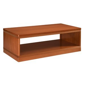 Furnitech 54 inch Transitional coffee table with fluted solid cherry wood edge detail, Light Cherry Finish