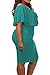 Womens Plus Size Cape Sleeve Ruffle Lace Up Bodycon Midi Dress XL Turquoise