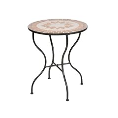Siena Garden 660001 Tisch Finca, Gestell schwarz, Tischplatte in Mosaik-Optik, � 60 x H 71 cm