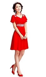 Chiffon Beaded Knee Length Short Bridesmaid Dress/Prom Dress 