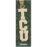 TCU Horned Frogs Solid 10K Gold Vertical ''TCU'' 7/8'' Polish Pendant