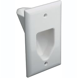 Datacomm Electronics 45-0001-WH Gang Recessed Cable Plate (White)