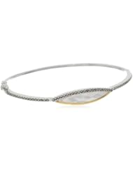 Judith Jack "Dewdrop" Sterling Silver, Marcasite and Mother of Pearl Bangle Bracelet