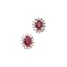 14K Yellow Gold 0.04 ct. Diamond and 6 x 4 MM Oval Shaped Ruby Earrings