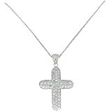 Sterling Silver Pave Cubic Zirconia Cross Pendant by Charles Winston, 18"