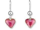 Heart with Pearl Silver and Enamel Earrings