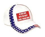 HE WHO DIES WITH THE MOST LIONEL TRAINS WINS Adult USA Flag Hat / Cap