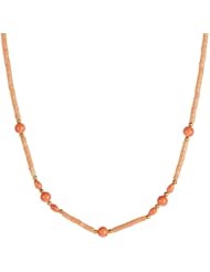 Pink Coral Bead Necklace with Gold-Filled Beads and Vermeil Clasp 18"