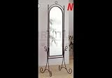 Standing Cheval Floor Mirror Black Metal Scroll Frame