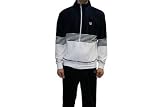 Fila Men's Velour Navy and White Striped Complete Tracksuit / Sweatsuit