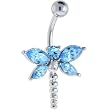 Aquamarine Gem Dragonfly Belly Ring