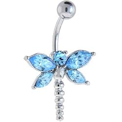 Aquamarine Gem Dragonfly Belly Ring