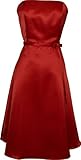 IMAGE OF 50's Strapless Satin Formal Bridesmaid Prom Dress Holiday Gown, Medium, Red