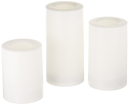 Inglow flameless round outdoor candles with timer, white, set of …