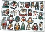 24 Assorted wooden christmas tree decorations.