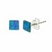 Sterling Silver Simulated Blue Opal Stone Square Kids Mini 5mm Stud Junior Earrings