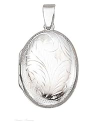 Sterling Silver Etched Oval Locket Pendant