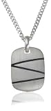 Image of SEVEN (London) Silver P2972 Brushed Lined Tag + 18'' Curb Chain Necklace