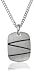 SEVEN (London) Silver P2972 Brushed Lined Tag + 18'' Curb Chain Necklace