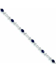 Genuine 14K White Gold White Gold With Diamond And Sapphire Gemstone Bracelet 4 Grams Of Gold 100% Satisfaction Guaranteed.