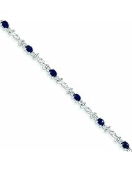 2.5 Carat 14K White Gold w/ Diamond and Sapphire Gemstone Bracelet