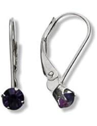 February 14 Karat White Gold Genuine 0.50tcw. 4mm Amethyst Leverback Earrings for Girls
