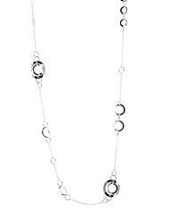 Long Italian Sterling Silver Chain Link Necklace; Art Deco Multi-Style Links; 37 Inches