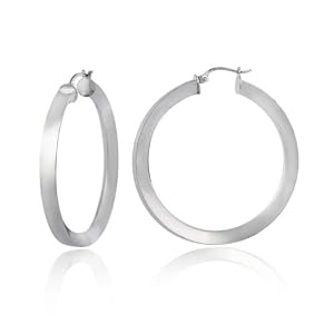 Click here to buy Sterling Silver Tarnish-Free Polished Reverse Knife-Edge 4mm x 30mm Hoop Earring.