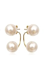 Silver Luxe Pendientes Duo, Perla