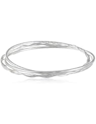 Sterling Silver Polished, Twisted and Diamond Cut Three Intertwined Bangle Bracelet