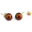 HinsonGayle AAA 7.5-8.0mm Chocolate Pearl Earrings (14kYG)
