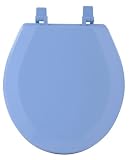 WOOD TOILET SEAT - BLUE, STANDARD SIZE ROUND, BEVELLED EDGE