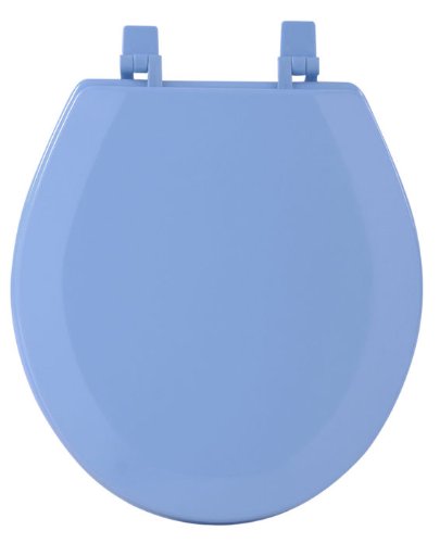 WOOD TOILET SEAT - BLUE, STANDARD SIZE ROUND, BEVELLED EDGE