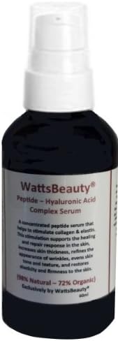 Watts Beauty Peptide - Hyaluronic Acid Concentrated Serum Complex with L - Arginine & Silk Amino Acids - 98% Natural / 72% Organic