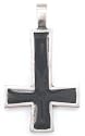 Black Inverted Cross Silver Tone Pewter Pendant Necklace