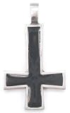 Black Inverted Cross Pewter Pendant Necklace