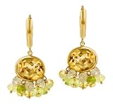 14K Gold Citrine with Multicolor Bead Accent Earrings