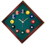 New Trademark 12in Diamond Billiard Clock Cherry & Dark Green Mali Felt Real Miniature Pool Balls New Trademark 12in Diamond Billiard Clock Cherry & Dark Green Mali Felt Real Miniature Pool Balls